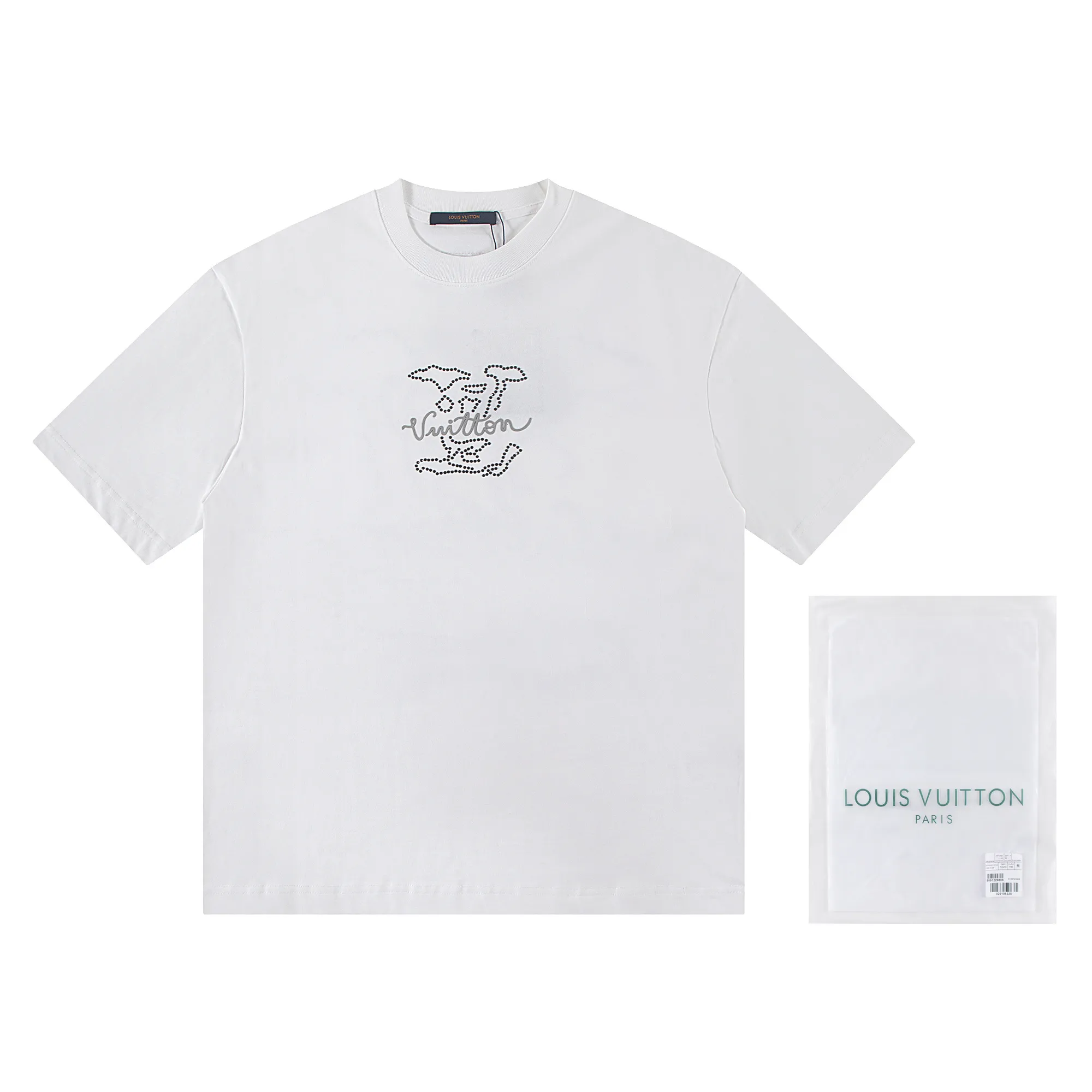🅿️170 louis vuitto*2026 latest hot diamond💍offset printed short-sleeved T-shirt Material: Made of high version 300g double yarn combed cotton Size: S M L XL Color: black and white Style number: W2803